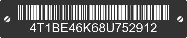 2008 TOYOTA Camry 4T1BE46K68U752912 VIN decoded