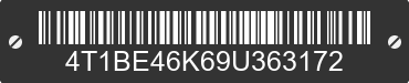 2009 TOYOTA Camry 4T1BE46K69U363172 VIN decoded