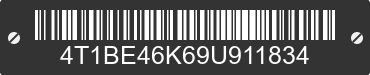 2009 TOYOTA Camry 4T1BE46K69U911834 VIN decoded