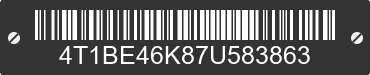 2007 TOYOTA Camry 4T1BE46K87U583863 VIN decoded