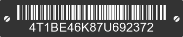 2007 TOYOTA Camry 4T1BE46K87U692372 VIN decoded