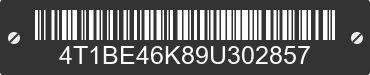 2009 TOYOTA Camry 4T1BE46K89U302857 VIN decoded