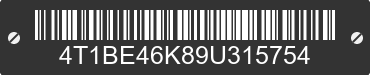 2009 TOYOTA Camry 4T1BE46K89U315754 VIN decoded