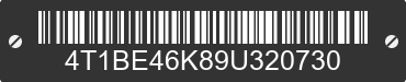 2009 TOYOTA Camry 4T1BE46K89U320730 VIN decoded