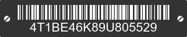 2009 TOYOTA Camry 4T1BE46K89U805529 VIN decoded