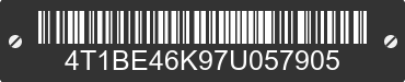 2007 TOYOTA Camry 4T1BE46K97U057905 VIN decoded