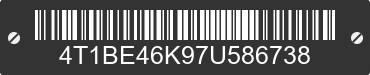 2007 TOYOTA Camry 4T1BE46K97U586738 VIN decoded