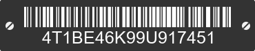 2009 TOYOTA Camry 4T1BE46K99U917451 VIN decoded