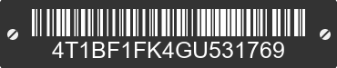 2016 TOYOTA Camry 4T1BF1FK4GU531769 VIN decoded