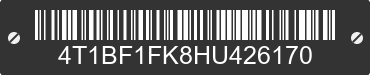2017 TOYOTA Camry 4T1BF1FK8HU426170 VIN decoded