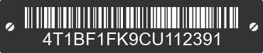 2012 TOYOTA Camry 4T1BF1FK9CU112391 VIN decoded