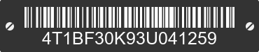 2003 TOYOTA Camry 4T1BF30K93U041259 VIN decoded