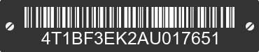 2010 TOYOTA Camry 4T1BF3EK2AU017651 VIN decoded