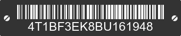 2011 TOYOTA Camry 4T1BF3EK8BU161948 VIN decoded