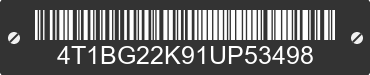 2001 TOYOTA Camry 4T1BG22K91UP53498 VIN decoded