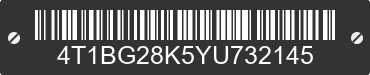 2000 TOYOTA Camry 4T1BG28K5YU732145 VIN decoded