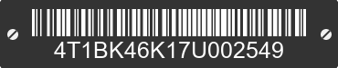 2007 TOYOTA Camry 4T1BK46K17U002549 VIN decoded