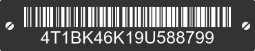 2009 TOYOTA Camry 4T1BK46K19U588799 VIN decoded