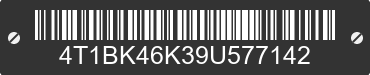 2009 TOYOTA Camry 4T1BK46K39U577142 VIN decoded