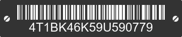 2009 TOYOTA Camry 4T1BK46K59U590779 VIN decoded