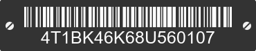 2008 TOYOTA Camry 4T1BK46K68U560107 VIN decoded