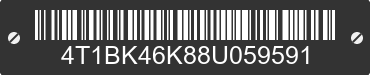 2008 TOYOTA Camry 4T1BK46K88U059591 VIN decoded