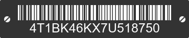 2007 TOYOTA Camry 4T1BK46KX7U518750 VIN decoded