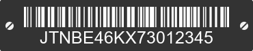 2007 TOYOTA Camry JTNBE46KX73012345 VIN decoded
