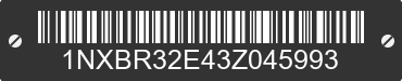 2003 TOYOTA Corolla 1NXBR32E43Z045993 VIN decoded