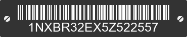 2005 TOYOTA Corolla 1NXBR32EX5Z522557 VIN decoded