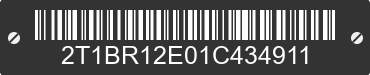2001 TOYOTA Corolla 2T1BR12E01C434911 VIN decoded
