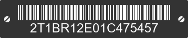 2001 TOYOTA Corolla 2T1BR12E01C475457 VIN decoded