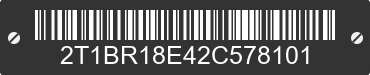 2002 TOYOTA Corolla 2T1BR18E42C578101 VIN decoded