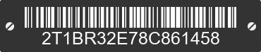 2008 TOYOTA Corolla 2T1BR32E78C861458 VIN decoded