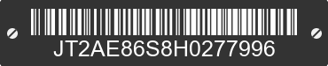 1987 TOYOTA Corolla JT2AE86S8H0277996 VIN decoded