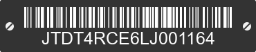 2020 TOYOTA Corolla JTDT4RCE6LJ001164 VIN decoded