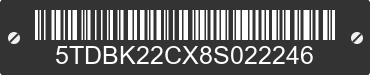 2008 TOYOTA Sienna 5TDBK22CX8S022246 VIN decoded