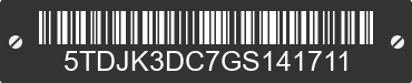 2016 TOYOTA Sienna 5TDJK3DC7GS141711 VIN decoded