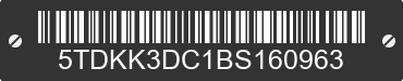 2011 TOYOTA Sienna 5TDKK3DC1BS160963 VIN decoded
