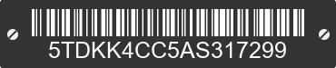 2010 TOYOTA Sienna 5TDKK4CC5AS317299 VIN decoded