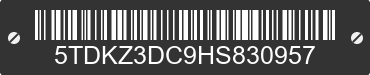 2017 TOYOTA Sienna 5TDKZ3DC9HS830957 VIN decoded