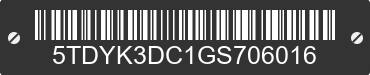 2016 TOYOTA Sienna 5TDYK3DC1GS706016 VIN decoded