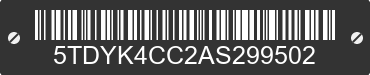 2010 TOYOTA Sienna 5TDYK4CC2AS299502 VIN decoded
