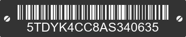2010 TOYOTA Sienna 5TDYK4CC8AS340635 VIN decoded
