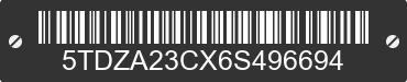 2006 TOYOTA Sienna 5TDZA23CX6S496694 VIN decoded
