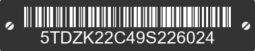 2009 TOYOTA Sienna 5TDZK22C49S226024 VIN decoded