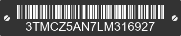 2020 TOYOTA Tacoma 3TMCZ5AN7LM316927 VIN decoded