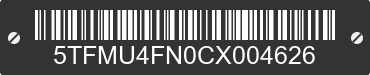 2012 TOYOTA Tacoma 5TFMU4FN0CX004626 VIN decoded