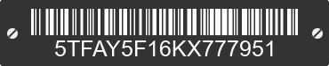 2019 TOYOTA Tundra 5TFAY5F16KX777951 VIN decoded