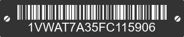 2015 VOLKSWAGEN Passat 1VWAT7A35FC115906 VIN decoded